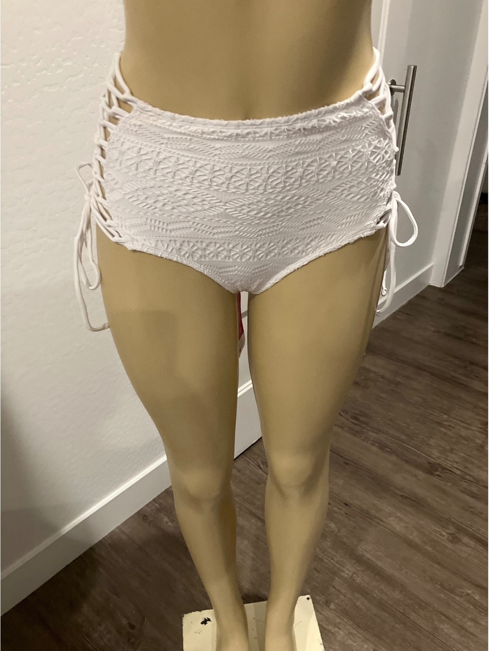 NWT Hula Honey High Waist Crochet Bikini Bottoms with Side Lace-Up Detail, Sz.
